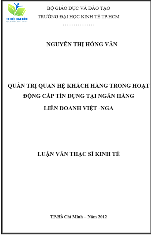 Mẫu luận văn quản trị quan hệ khách hàng trong tín dụng Mẫu luận văn quản trị quan hệ khách hàng trong tín dụng