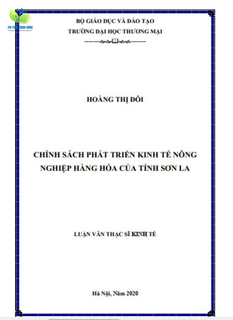 Mẫu luận văn thạc sĩ kinh tế nông nghiệp về chính sách phát triển Mẫu luận văn thạc sĩ kinh tế nông nghiệp về chính sách phát triển