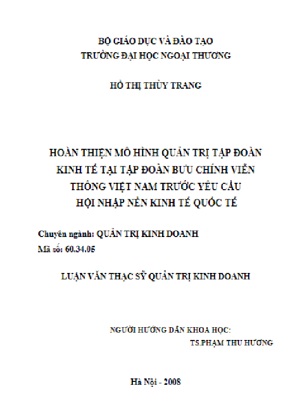 Mẫu luận văn thạc sĩ ngành kinh tế chính trị về quản trị tập đoàn Mẫu luận văn thạc sĩ ngành kinh tế chính trị về quản trị tập đoàn