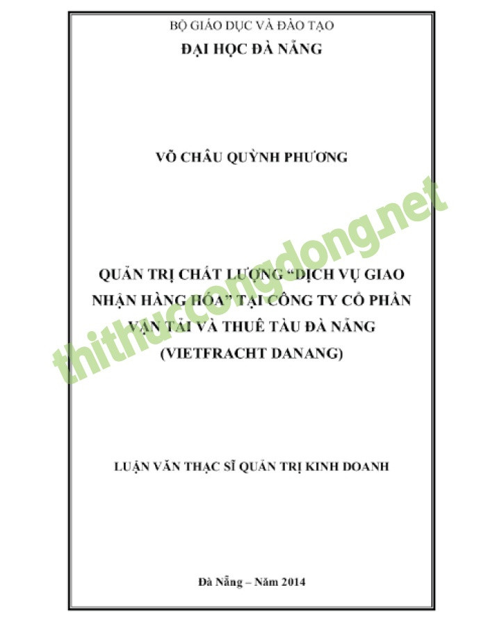 Mẫu luận văn thạc sĩ quản trị chất lượng dịch vụ giao hàng Mẫu luận văn thạc sĩ quản trị chất lượng dịch vụ giao hàng