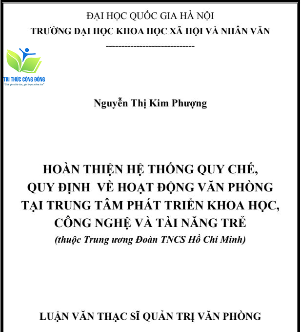 Mẫu luận văn thạc sĩ quản trị văn phòng về hoàn thiện hệ thống Mẫu luận văn thạc sĩ quản trị văn phòng về hoàn thiện hệ thống