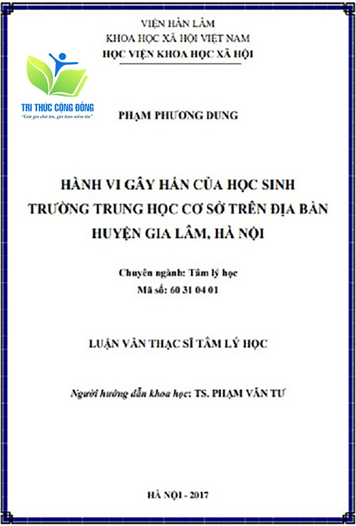 Mẫu luận văn thạc sĩ tâm lý học hành vi Mẫu luận văn thạc sĩ tâm lý học hành vi