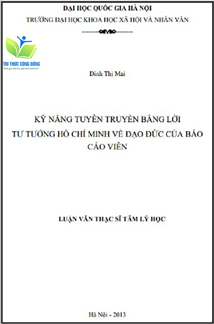 Mẫu luận văn thạc sĩ tâm lý học kỹ năng tuyên truyền Mẫu luận văn thạc sĩ tâm lý học kỹ năng tuyên truyền