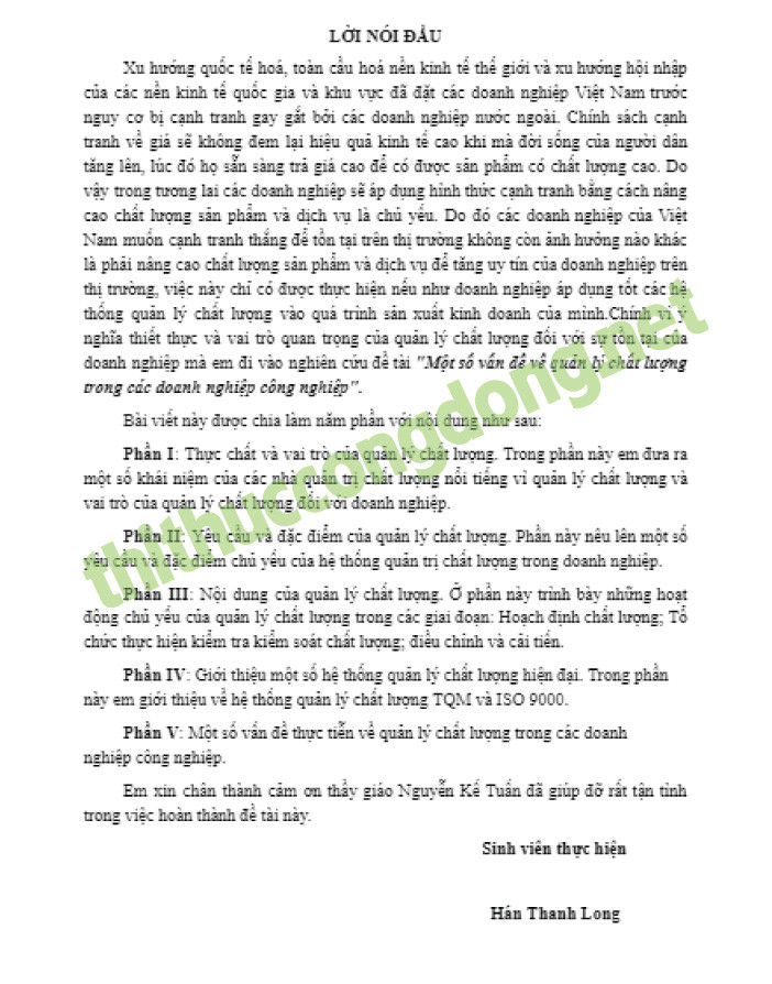 Mẫu luận văn thạc sĩ thực trạng quản trị chất lượng Mẫu luận văn thạc sĩ thực trạng quản trị chất lượng