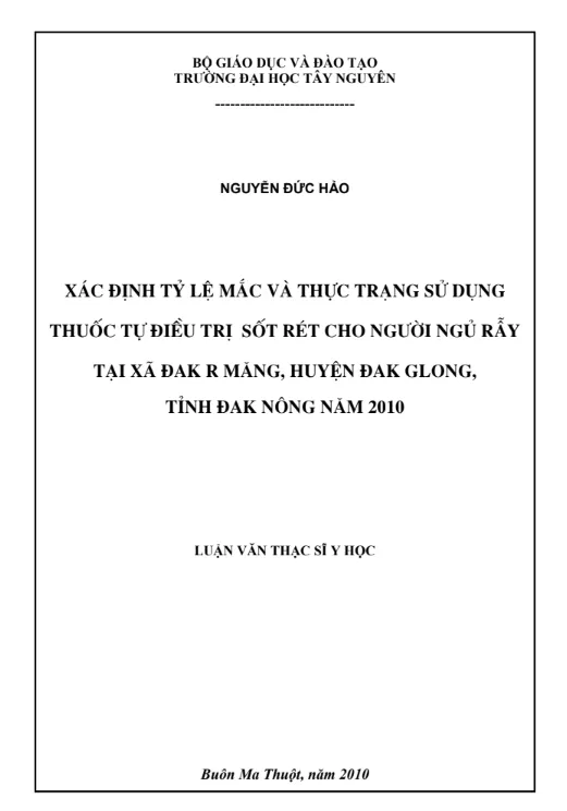 Mẫu luận văn chuyên ngành KÝ SINH TRÙNG