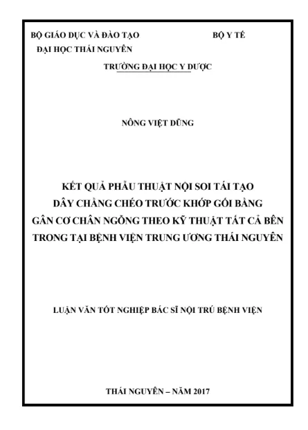 Mẫu luận văn thạc sĩ y học chuyên ngành NGOẠI KHOA số 6