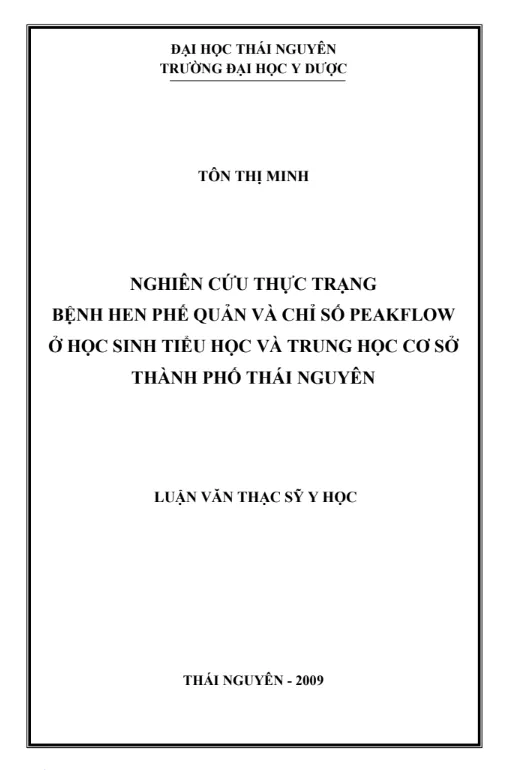 Mẫu luận văn thạc sĩ y học chuyên ngành NHI KHOA