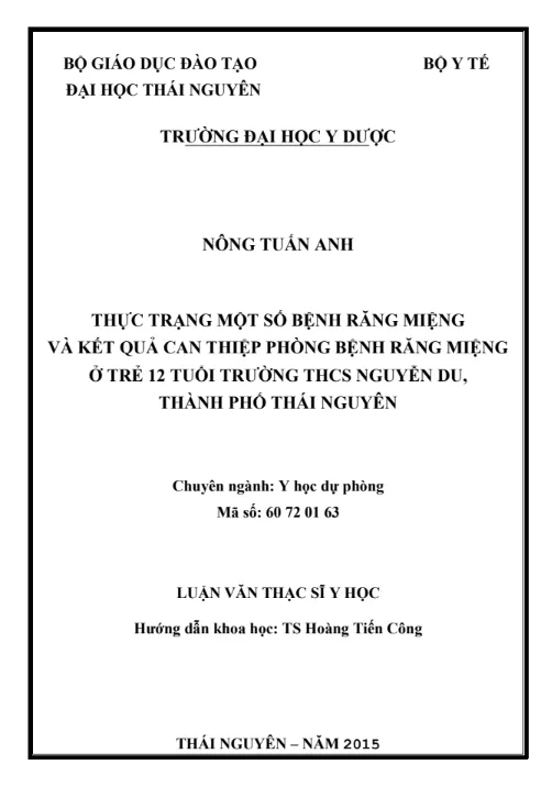 Mẫu luận văn thạc sĩ y học chuyên ngành Y HỌC DỰ PHÒNG số 1