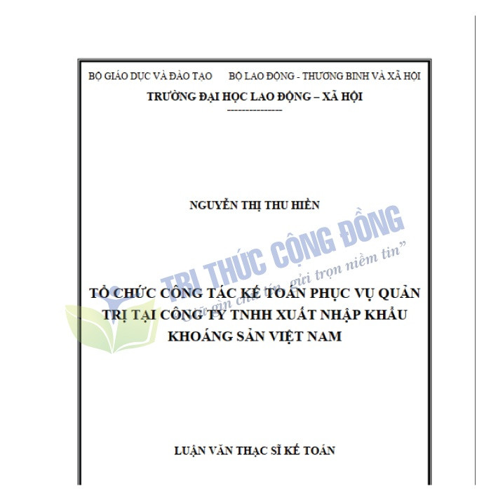 Mẫu luận văn tổ chức công tác kế toán tại công ty TNHH Mẫu luận văn tổ chức công tác kế toán tại công ty TNHH