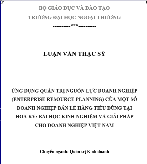 Mẫu luận văn ứng dụng quản trị nguồn nhân lực doanh nghiệp Mẫu luận văn ứng dụng quản trị nguồn nhân lực doanh nghiệp