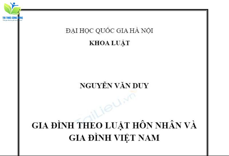Mẫu luận văn về luật hôn nhân và gia đình
