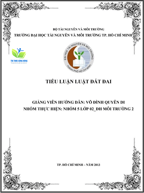 Mẫu tiểu luận về luật đất đai ấn tượng Mẫu tiểu luận về luật đất đai ấn tượng