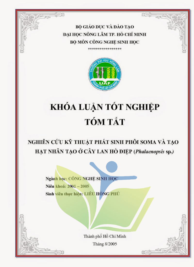 Mẫu trang bìa của tóm tắt luận văn tốt nghiệp Mẫu trang bìa của tóm tắt luận văn tốt nghiệp