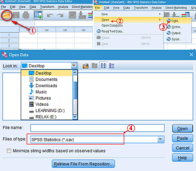 Mở file dữ liệu Mở file dữ liệu
