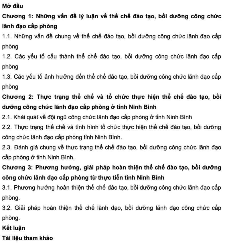 Mục lục tiểu luận lãnh đạo quản lý cấp phòng 1