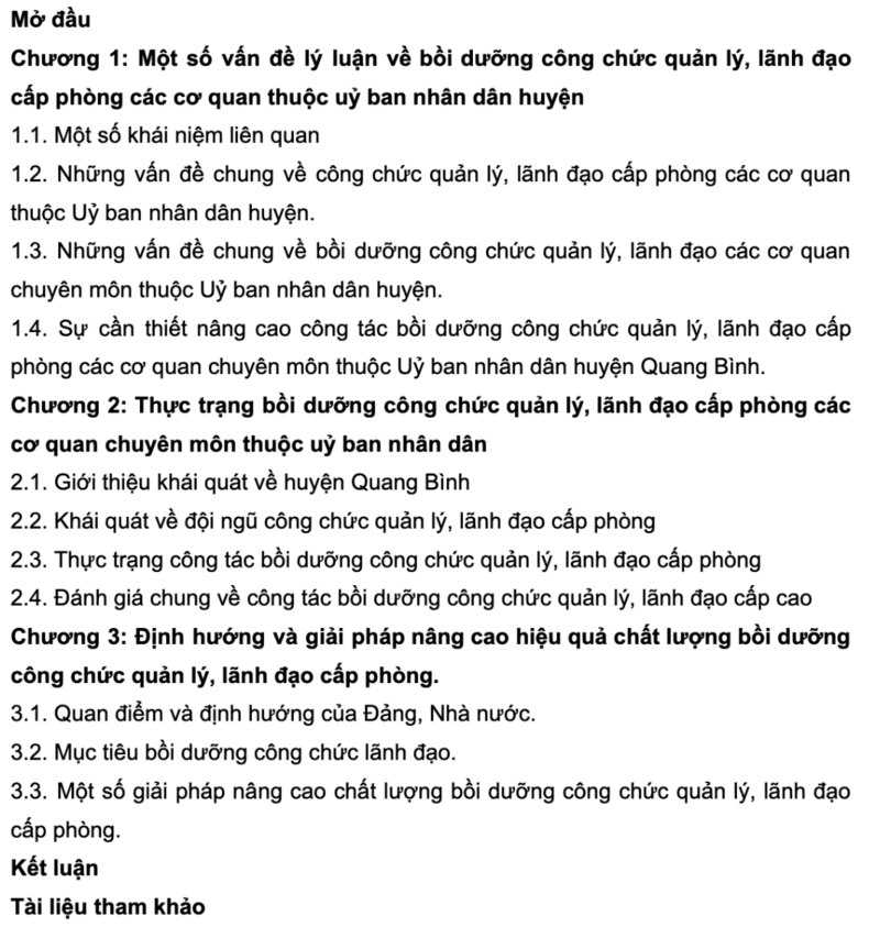 Mục lục tiểu luận tình huống quản lý lãnh đạo cấp phòng 