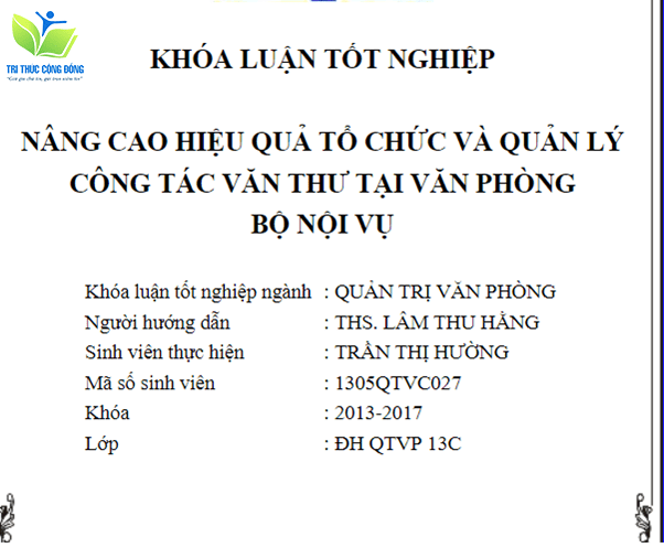 Nâng cao hiệu quả tổ chức và quản lý công tác văn thư tại văn phòng Bộ nội vụ Nâng cao hiệu quả tổ chức và quản lý công tác văn thư tại văn phòng Bộ nội vụ