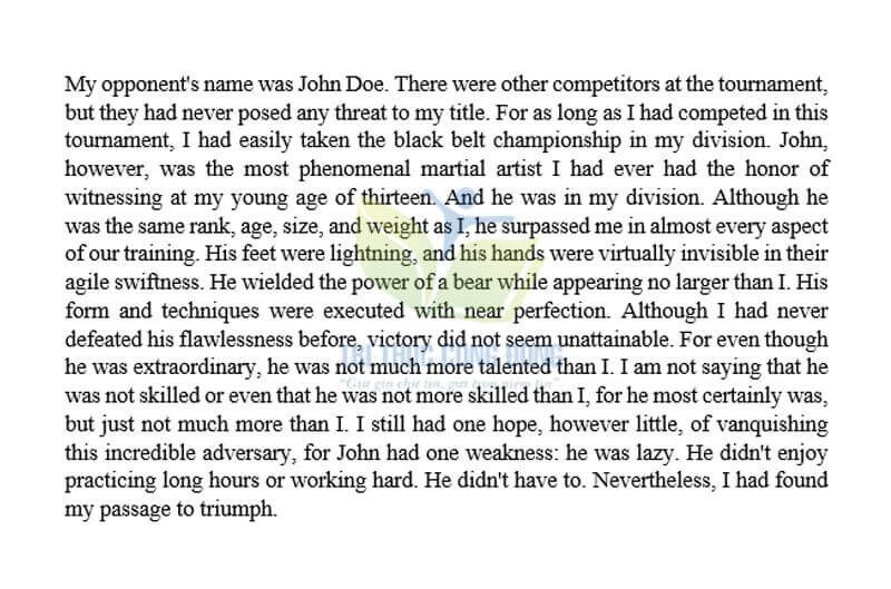 Một trích đoạn trong essay “Brown, Achievement: Martial arts competition” Một trích đoạn trong essay “Brown, Achievement: Martial arts competition”
