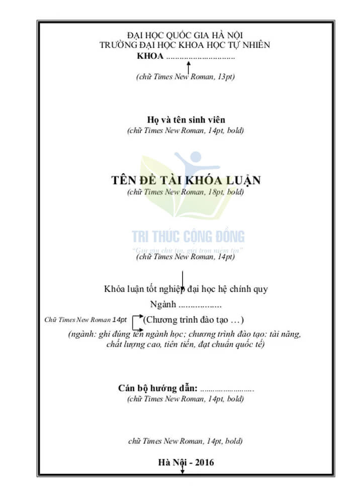Những thông tin cần có trong bìa khóa luận tốt nghiệp Những thông tin cần có trong bìa khóa luận tốt nghiệp
