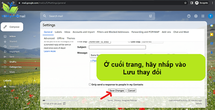 Ở cuối trang, hãy nhấp vào Lưu thay đổi Ở cuối trang, hãy nhấp vào Lưu thay đổi