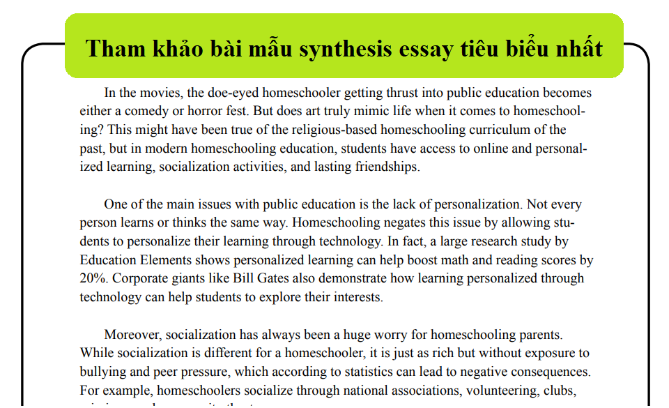 Tham khảo bài mẫu synthesis essay tiêu biểu nhất Tham khảo bài mẫu synthesis essay tiêu biểu nhất