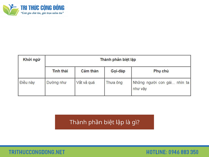 Các loại thành phần biệt lập thường gặp Các loại thành phần biệt lập thường gặp