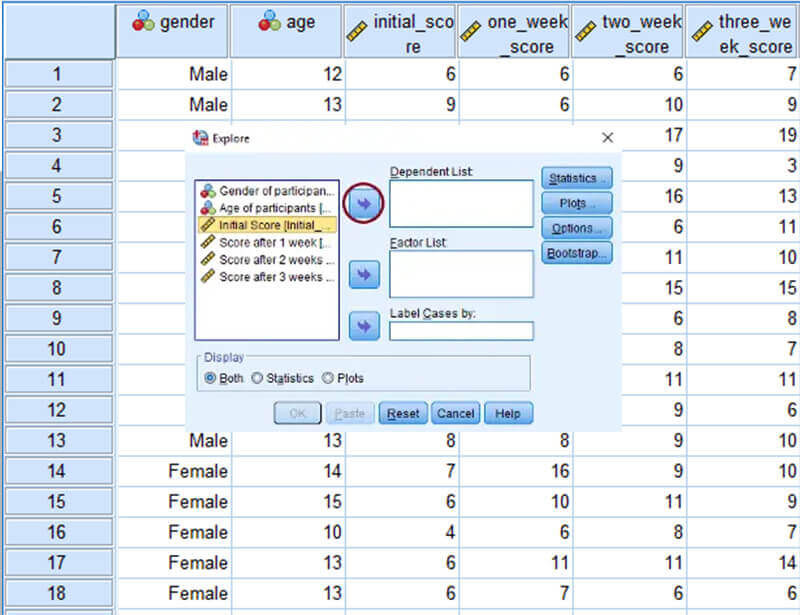 Thêm biến vào “Dependent List”