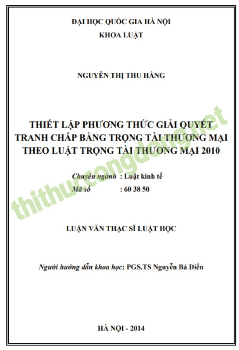 Thiết lập phương thức giải quyết tranh chấp bằng trọng tài thương mại Thiết lập phương thức giải quyết tranh chấp bằng trọng tài thương mại