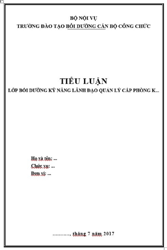 Tiểu luận bồi dưỡng kỹ năng lãnh đạo quản lý cấp phòng