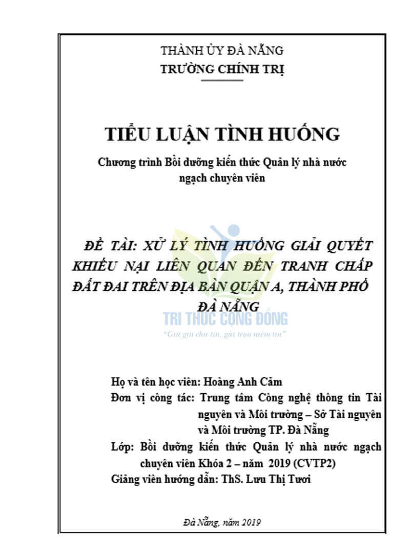 Tiểu luận tình huống về tranh chấp đất đai
