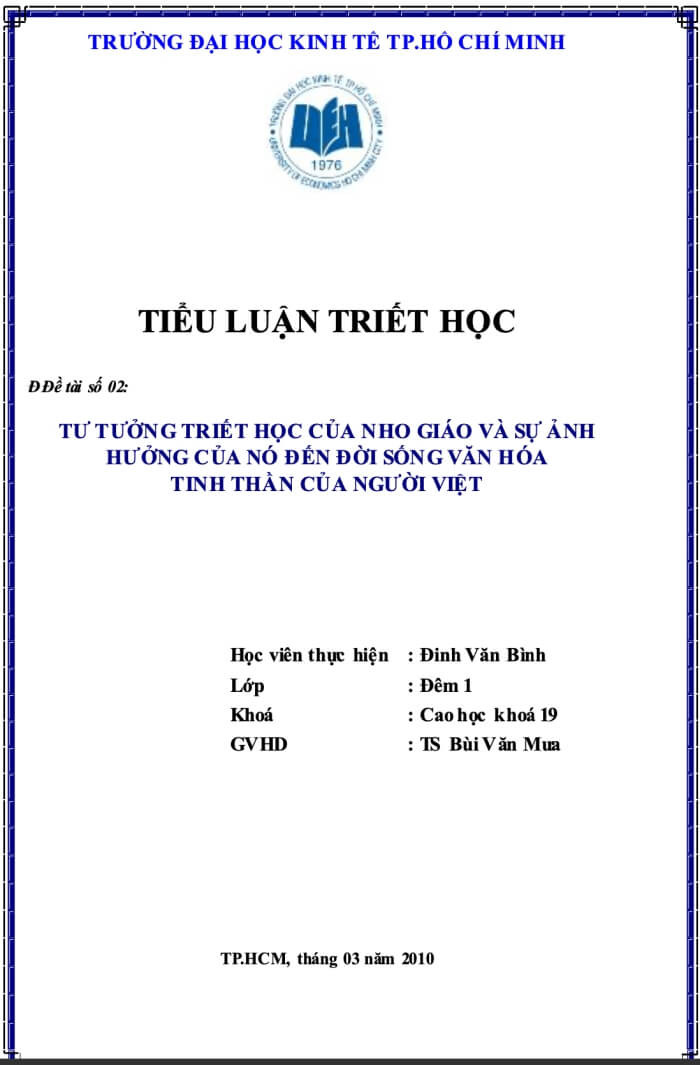 Tiểu luận triết học Nho giáo Tiểu luận triết học Nho giáo