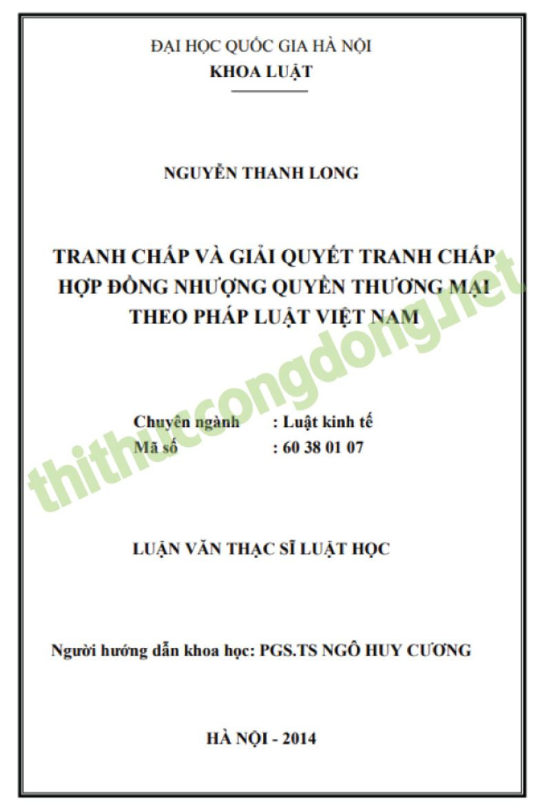 Tranh chấp và giải quyết tranh chấp hợp đồng về nhượng quyền thương mại Tranh chấp và giải quyết tranh chấp hợp đồng về nhượng quyền thương mại