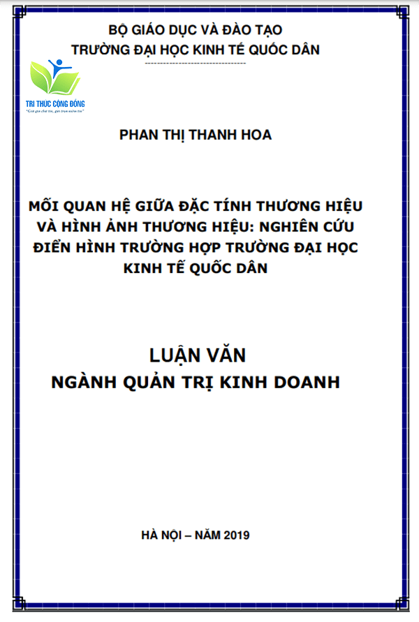 Mẫu luận văn đại học kinh tế đạt điểm tuyệt đối Mẫu luận văn đại học kinh tế đạt điểm tuyệt đối