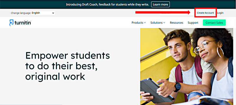 Truy cập vào trang web turnitin.com