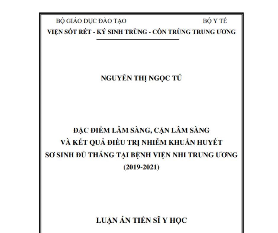 Đặc điểm lâm sàng, cận lâm sàng và kết quả điều trị nhiễm khuẩn huyết sơ sinh đủ tháng tại Bệnh viện Nhi Trung ương (2019-2021)