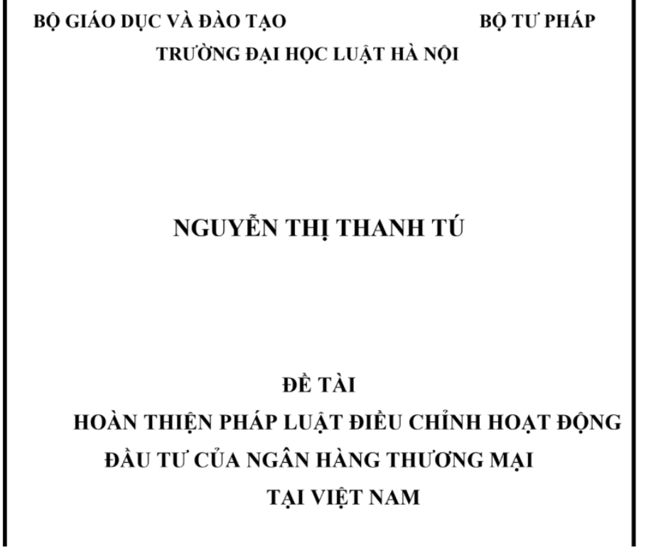 Luận án về pháp luật tài chính – ngân hàng