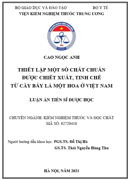 Mẫu 1: Bìa luận án tiến sĩ Dược học