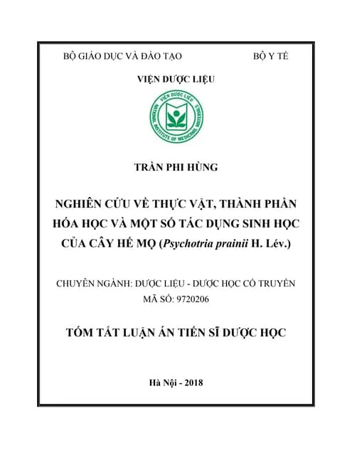 Mẫu 2: Bìa luận án tiến sĩ Dược học