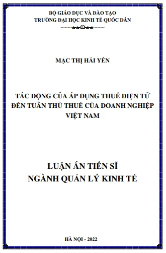 Mẫu 2: Bìa luận án tiến sĩ kinh tế