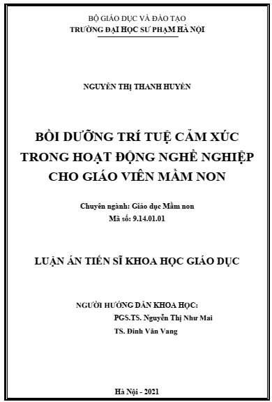 Mẫu bìa luận án tiến sĩ Quản lý Giáo dục