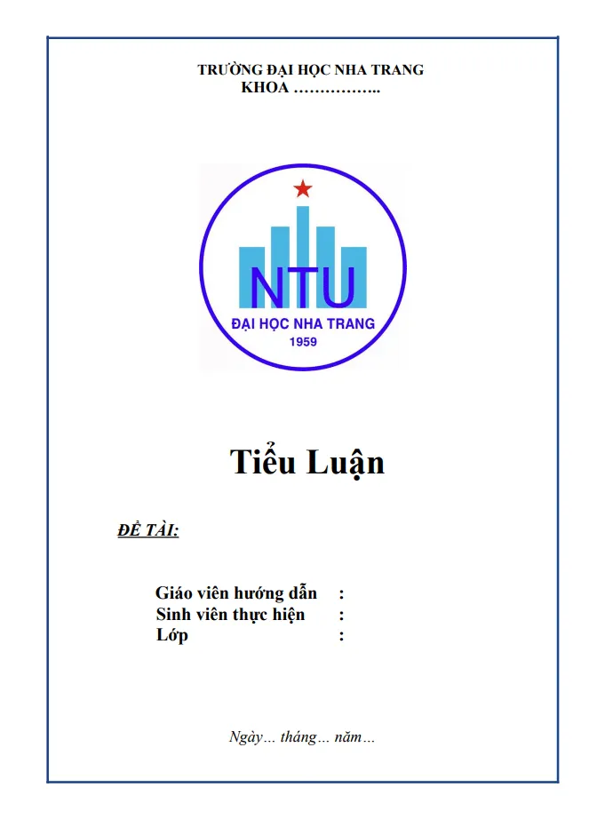 Mẫu bìa Đại học Nha Trang (NTU)