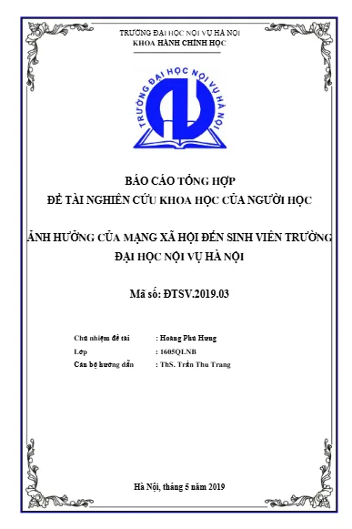 Mẫu đề tài của Trường Đại học Nội Vụ Hà Nội Mẫu đề tài của Trường Đại học Nội Vụ Hà Nội