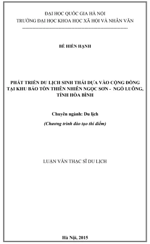 Phát triển du lịch sinh thái dựa vào cộng đồng tại Khu bảo tồn thiên nhiên Ngọc Sơn