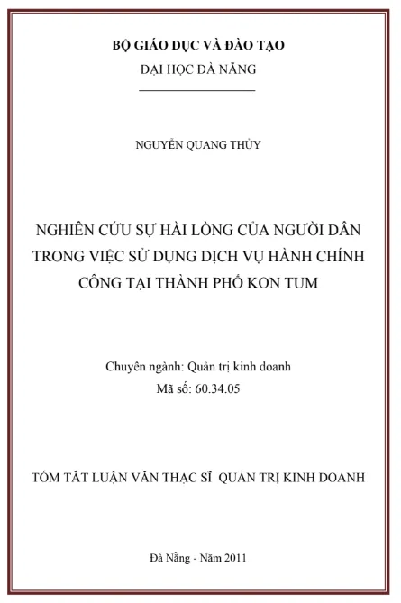 Nghiên cứu sự hài lòng của người dân trong việc sử dụng dịch vụ hành chính công