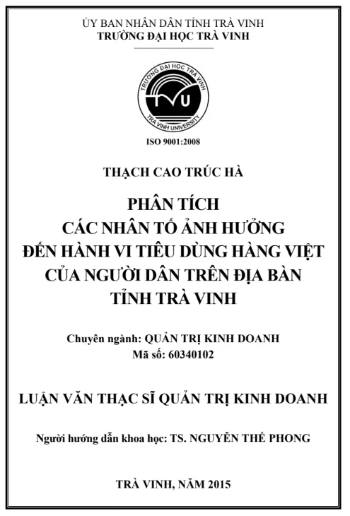 Nghiên cứu về các yếu tố ảnh hưởng đến người tiêu dùng hàng Việt