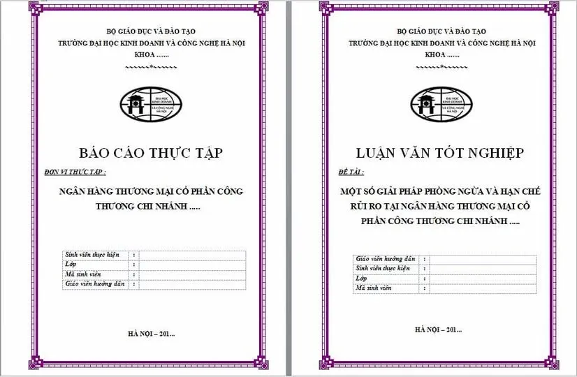 Mẫu bìa luận văn tốt nghiệp HUBT viền tím Mẫu bìa luận văn tốt nghiệp HUBT viền tím
