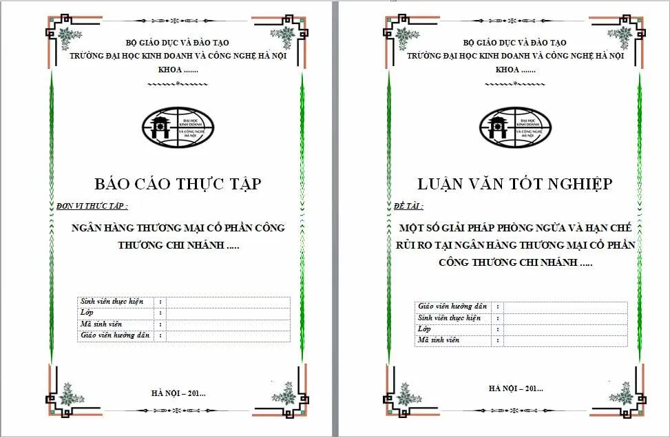 Mẫu bìa luận văn tốt nghiệp viền màu xanh Mẫu bìa luận văn tốt nghiệp viền màu xanh