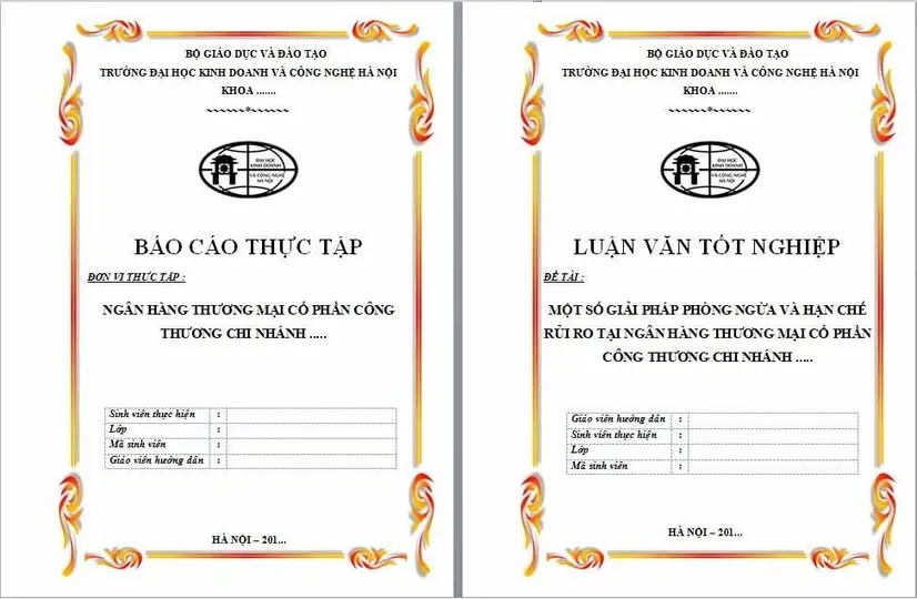 Mẫu bìa luận văn tốt nghiệp viền vàng Mẫu bìa luận văn tốt nghiệp viền vàng