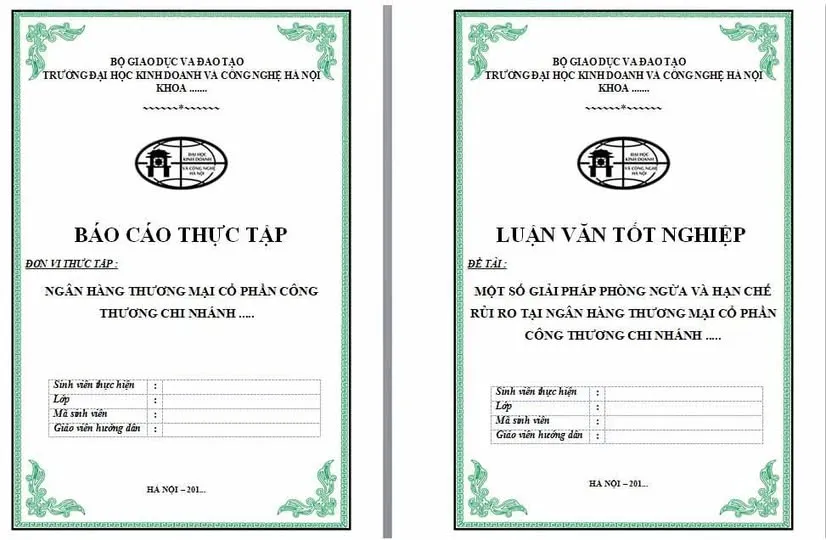 Mẫu bìa luận văn tốt nghiệp HUBT viền xanh Mẫu bìa luận văn tốt nghiệp HUBT viền xanh