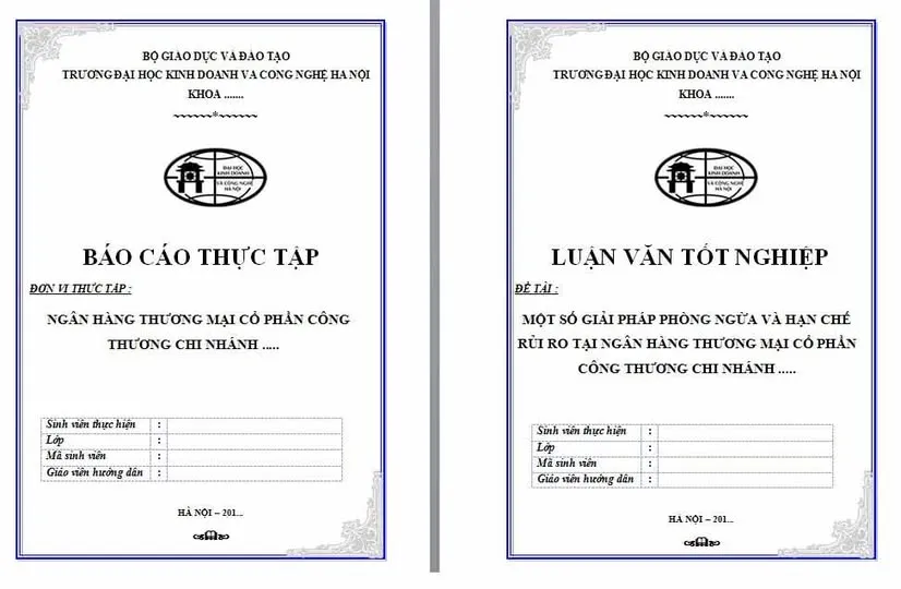 Mẫu bìa luận văn tốt nghiệp HUBT đơn giản Mẫu bìa luận văn tốt nghiệp HUBT đơn giản